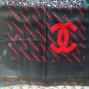 Designer  Black and Red Logo CC Scarf